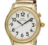 TimeOptics Men's Talking Gold-Tone Day Date Alarm Expansion ...
