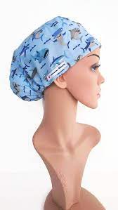 Sharks Scrub Cap Surgical Cap Satin Lined Scrub Cap With Etsy Scrub Hats Surgical Caps Woman Caps For Women