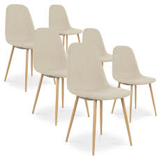 Confortable grâce à son assise ergonomique, cette chaise a été. Lot De 6 Chaises Scandinaves Bali Tissu Beige