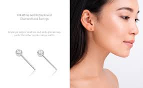 Amazon.com: Chow Tai Fook 18K White Gold Petite Round Diamond Look  Earrings: Clothing, Shoes & Jewelry