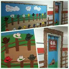 The principal's office became the sheriff's office and the vp became the deputy. Pin By Dawn Solomon On Classroom Doors N More Classroom Themes Western Theme Western Theme Party