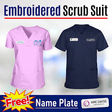 Transfer It Fishermall Free Personalized Name Plate With Every Embroidered Scrub Suit Purchased Extended Until October 31 2021 Only Scrub Suit Set Srp Php 450 Each With 1 Logo Embroidery