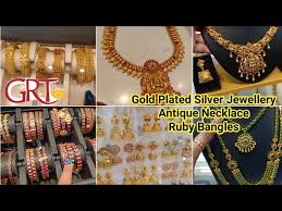 Grt Gold Plated Silver Jewellery Antique Necklace Ruby Bangle Kemp Haram Jimiki With Price Details Youtube