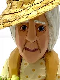 VINTAGE AMERICANA WOOD Carving John & Gloria Broniak Noah Folk Art Hand  Carved $114.95