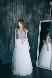 Wedding Dress Lotus Two Piece Light Grey White Lace By Lilubridal Grey Wedding Dress Wedding Dress Styles Two Piece Wedding Dress