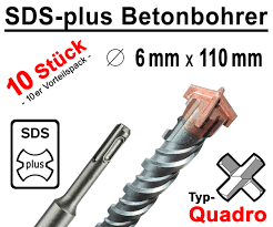 Hallo und herzlich willkommen zum großen produktvergleich. 10 Stuck Sds Plus Betonbohrer 6 X 110 Mm Quadro Bohrer Hammerbohrer Steinbohrer Ebay