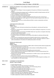Insurance Specialist Resume Samples Velvet Jobs