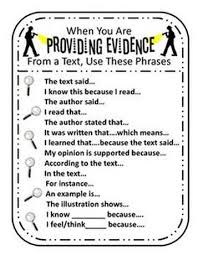 Text Based Evidence Anchor Charts Mr Conners Place