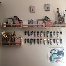 Oil Paint Storage Using Clips And Rows Of Copper Nails And Ikea Spice Racks Ikea Spice Rack Paint Ikea Spice Rack Paint Storage
