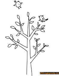 Color pictures of baby animals, spring flowers, umbrellas, kites and more! Spring Tree With Birds Coloring Pages Nature Seasons Coloring Pages Coloring Pages For Kids And Adults