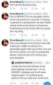 She appeared previously on love & hip hop: You Re The Most Selfish Vain And Inconsiderate Person Erica Mena Hits Back After Her Husband Safaree Said Getting Married Is One Of His Biggest Mistakes Houseclickones Trending News