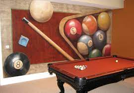 Billiards Game Room Custom Hand Painted Mural Billiards Pool Table Room Game Room