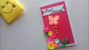 Cream cat circle friendship card. Handmade Friendship Card Friendship Day Card