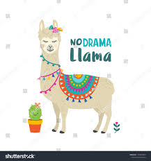 Cute Cartoon Llama Vector Design With No Drama Llama Motivational Quote Hand Drawn Llama Charact Business Cards Creative Templates Vector Design Cartoon Llama