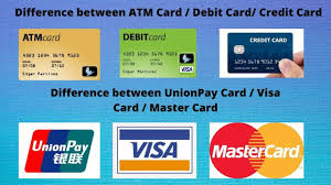 The first option is called the debit/online/pin debit method, where you enter you pin at the point of sale and the funds are immediately debited. Atm Card Vs Debit Card Vs Credit Card Unionpay Card Vs Visa Card Vs Master Card Youtube