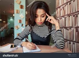 Young Asian Hipster Woman Writing Journal On Notebook With Serious Emotion In Coffee Shop Financial Manager Taking Notes W Hipster Women Women Journal Writing