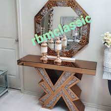 When fully extended, the table can comfortably seat six; Mirrored Console Table And Mirror Set Rbm Classic Home