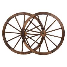 Trademark Innovations Decorative Vintage Wood Garden Wagon Wheel With Steel Rim Set Of 2 In 2020 Wooden Wagon Wood Wagon Wooden Wagon Wheels
