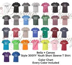 Bella Canvas 3001y Color Chart Psd Digital File Shirt Color Chart Bella And Canvas Youth Childrens Colors Tshirt Light Dark
