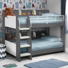 Domino Grey Wooden And Metal Kids Storage Bunk Bed Frame 3ft Single