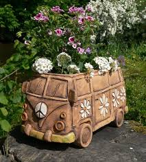 Hippie Van Truhlik Ceramic Flower Pots Pottery Handbuilding Pottery Sculpture