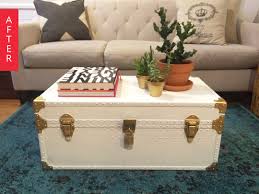Before After Free Trunk Turned Coffee Table Trunk Makeover Coffee Table Trunk Painted Trunk
