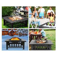 Pcs, handys, zubehör & mehr Hembor 32 Outdoor Fire Pit Table With Grill Wood Burning Fireplace Bowl Multi Function Square Stove W Spark Screen Poker Rainproof Cover For Picnic Camp Bonfire Bbq Patio Backyard Party Fire In Style