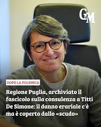 ✍ 𝐝𝐢 𝐌𝐚𝐬𝐬𝐢𝐦𝐢𝐥𝐢𝐚𝐧𝐨 𝐒𝐜𝐚𝐠𝐥𝐢𝐚𝐫𝐢𝐧𝐢 Il contratto alla  consulente Titti De Simone ha prodotto un danno patrimoniale rilevante  perché i regolamenti regionali prevedono la gratuità degli incarichi  conferiti «per l'attuazione del ...
