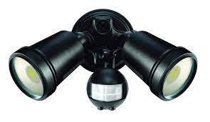 Hunter Ii Double Floodlight With Sensor In Black Flood Lights Security Lights Led Flood Lights