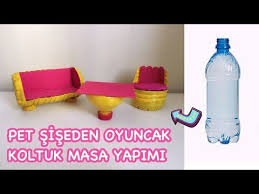 Plastik Siseden Ve Dondurma Cubugundan Koltuk Ve Masa Yapimi Diy Toy Chair And Table With Bottle Youtube Plastik Sise Sise Masa