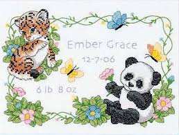 Cross stitch pattern baby birth announcement animal. Amazon Com Dimensions Stamped Cross Stitch Kit Baby Animals Birth Record Personalized Baby Gift 12 X 9