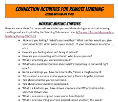 With proper planning, activities and games can develop a more interactive. Connection Activities For Virtual Morning Meetings Innovative Education In Vt