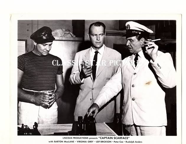 H814 Leif Erickson Peter Coe Captain Scarface 1953 lot of 2 movie stills