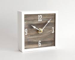 Square Desk Clock Coastal Chic Small Wood Table Clock Etsy In 2020 Coastal Decorating Living Room Modern Coastal Coastal Chic