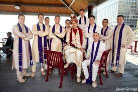 Photo Indian Wedding Groom Groomsmen Sherwanis Wedding Party Outfits Groom And Groomsmen Indian Groom Wear