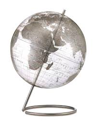 This 12 globe with blue ocean and landmass shading will stand out among your bookshelf decor. Mid Century Modern Style Transparent Silver World Globe 12 Nova68 Com