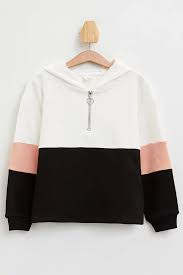 Siyah Kiz Cocuk Genc Kiz Renk Bloklu Kapusonlu Sweatshirt 1190536 Defacto Moda Stilleri Siyahi Kizlar Kapusonlu Sweatshirt