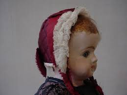 Large Antique Papier Mache Doll All Original Tattered Silk Dress Great  Bonnet