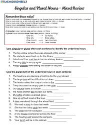 Improve your language arts knowledge with free questions in use singular and plural nouns and thousands of other language arts skills. Singular And Plural Nouns Mixed Review Worksheet