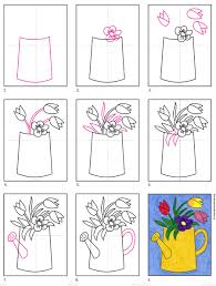 Easy drawing step by step flowers. How To Draw A Bouquet Of Flowers Art Projects For Kids