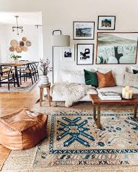 Boho Living Room With Lots Of Textures And A Persian Rug Modern Boho Living Room Modern Bohemian Living Room Living Room Inspo