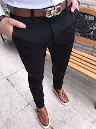 Italyan Stil Petek Desen Erkek Keten Kumas Siyah Pantolon T1561 Siyah Pantolon Pantolon Siyah