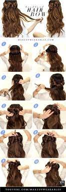 Headband Hair Bow Bun Cute Half Up Long Hairstyles Medium Hair Styles Hair Bow Bun Tutorial Half Up Hair