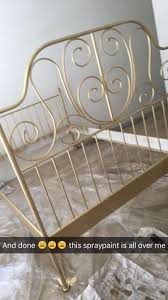 My Ikea Leirvik Spray Painted Gold Ikea Bed Slats Ikea Bed Ikea Bed Frames