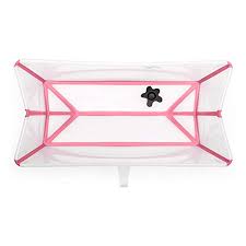 The included stokke® flexi bath® newborn support provides additional comfort for newborn babies. Stokke Flexi Bath Bundle Transparent Pink Foldable Baby Bathtub Newborn Support Durable Easy To