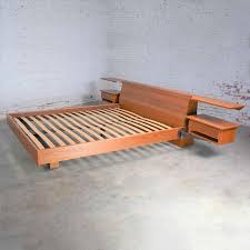 This bed plan is a must read as the construction is a tad different to accommodate no 4×4 posts and an easier method of were looking to build a cal king sized platform to place a full sized shikifuton mattress on with room to walk around on the platform. Teak Scandinavian Modern Cal King Storage Platform Bed Swing Arm Nightstands By Dyrlund Warehouse 414