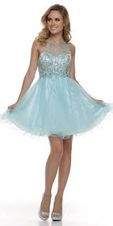 Keyhole Back Bateau Neck Light Aqua Puffy Cocktail Dress Dresses Sweet 16 Dresses Short Satin Dress