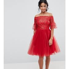 Chi Chi London Petite Tulle Midi Prom Dress With Lace Fluted Sleeves 120 Liked On Poly Petite Cocktail Dresses Lace Dress With Sleeves Midi Cocktail Dress