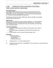 A collection of english esl worksheets for home learning, online practice, distance learning and english classes to teach about anatomy, anatomy. Lab 1 Introduction The Language Of Anatomy Anatomy Exercise I Lab I Introduction To Human Anatomy The Language Of Anatomy Use Of The Lab Manual Each Course Hero
