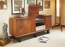 How big is a mid century record cabinet? Turntable Console Woodworking Project Woodsmith Plans